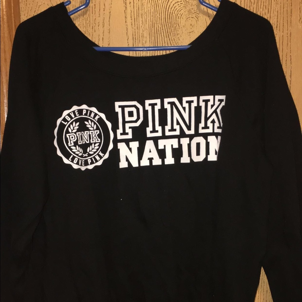 Black large PINK campus sweater offtheshoulder